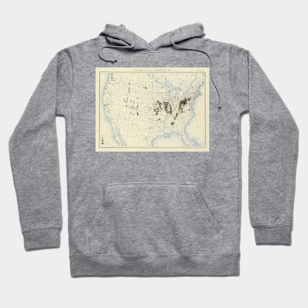 Old US Coal Mining Map (1898) Vintage United States Carbon Fuel Atlas Hoodie by Bravuramedia